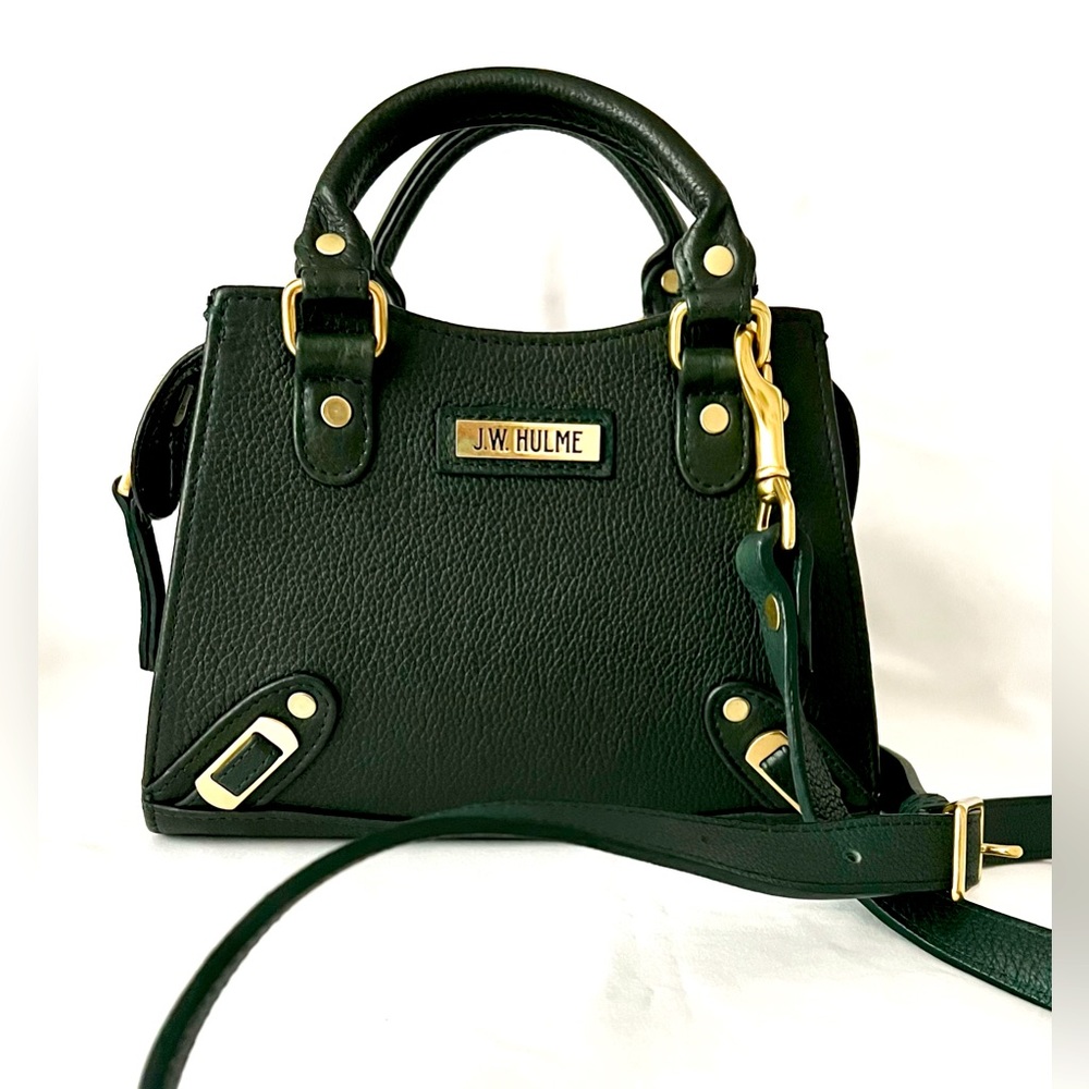 J.W. Hulme Dark Green Full Grain Leather Mini Bag Purse
